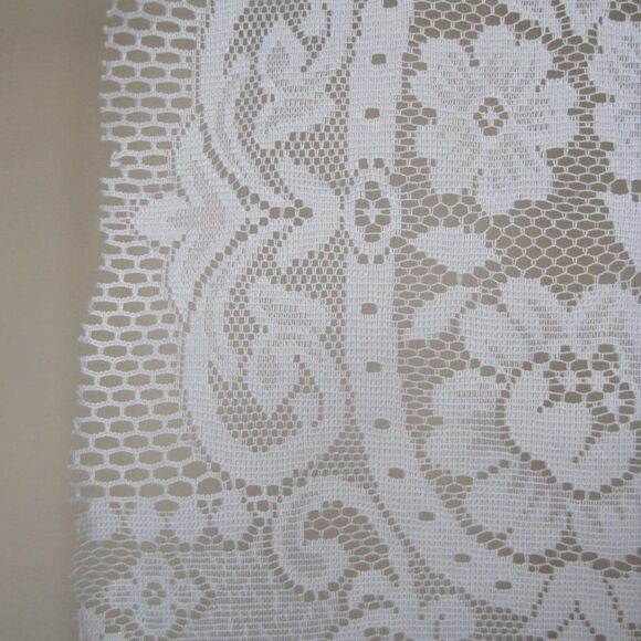 Curtain Lace Panel Flowers 61.5 x 23 Off White VTG - Picture 4 of 4